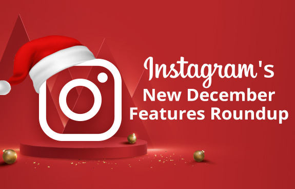 Instagram Logo With Santa Hat Sitting on Christmas Themed Platform Highlighting New Features for December