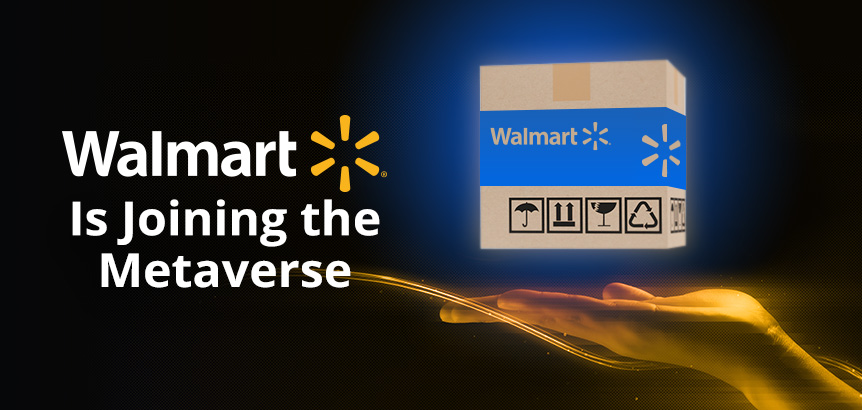 Walmart Box on Virtual Palm of Hand Floating in Metaverse As Company Joins the Virtual World