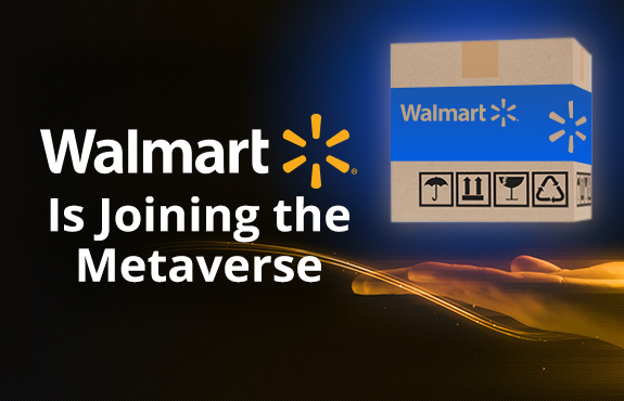 Walmart Box on Virtual Palm of Hand Floating in Metaverse As Company Joins the Virtual World