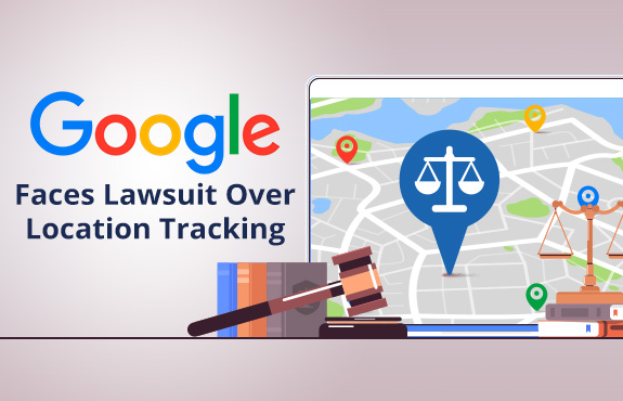 Web Browser Showing Scale of Justice Location Pin on Map As Google Faces Lawsuit Over Location Tracking