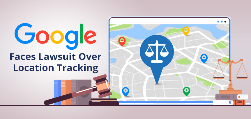 Web Browser Showing Scale of Justice Location Pin on Map As Google Faces Lawsuit Over Location Tracking