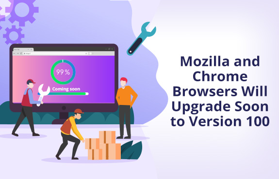 Software Engineers Working Via Laptop on Mozilla and Chrome Browsers That'll Upgrade Soon to Version 100