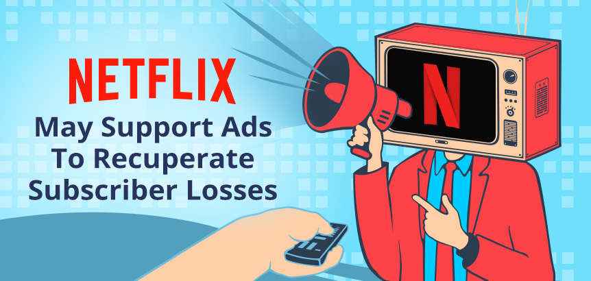 Person With TV on Head Displaying Netflix Logo Yelling Netflix May Support Ads To Recuperate Subscriber Losses