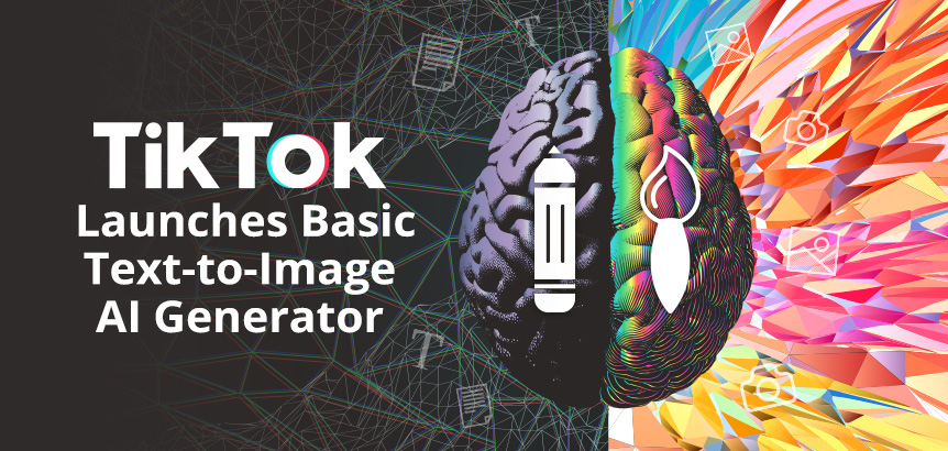 Pencil Icon on Leftside of Brain and an Artbrush on Right, Symbolizing TikTok's Text-to-Image AI Generator