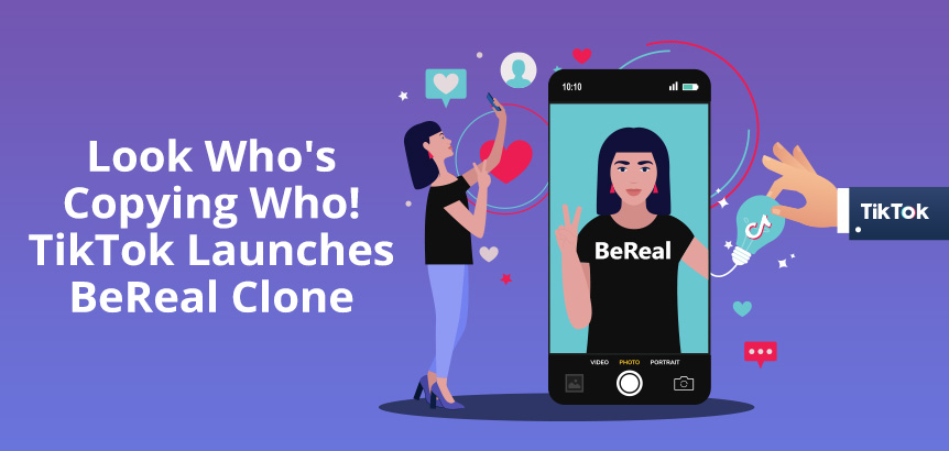 Person Taking Selfie On BeReal App as TikTok Stole the Idea Launching Clone Called TikTok Now