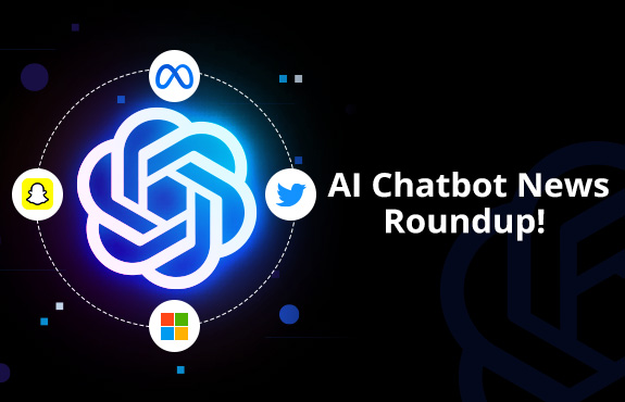 OpenAI Logo Surrounded by Meta, Snapchat, Microsoft, and Twitter Logos as We Roundup AI Chatbot News