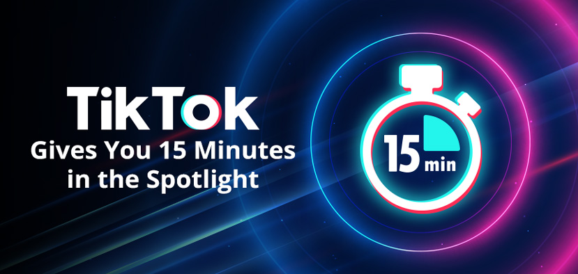 TikTok Logo on Stopwatch Reading 15 Minutes