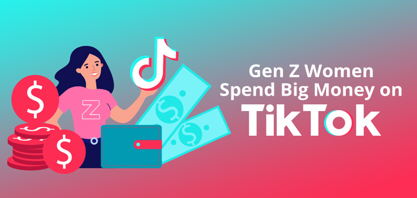 Girl Holding Money and Wearing Gen Z T-shirt Next To TikTok Logo