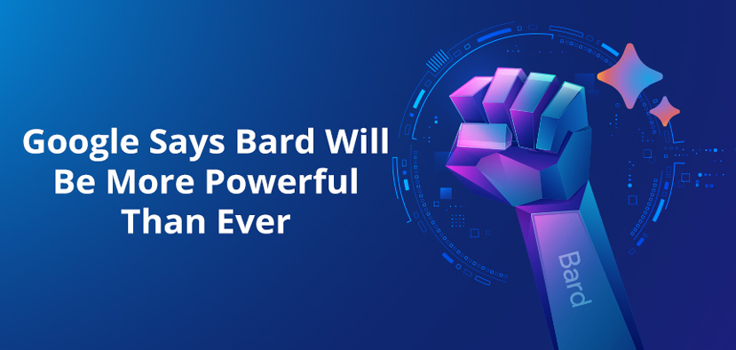 AI Robot Fist in the Air with Bard Written on Wrist