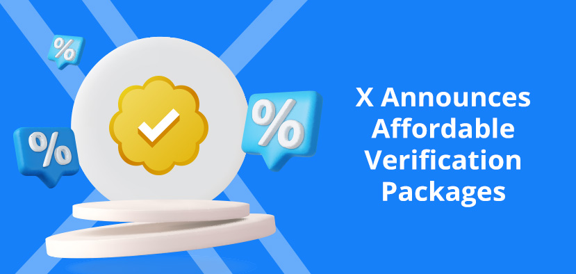 X Verification Badge on Podium with Sale Icons Surrounding It