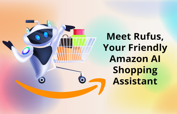 Amazon Robot with a Shopping Cart Full of Products