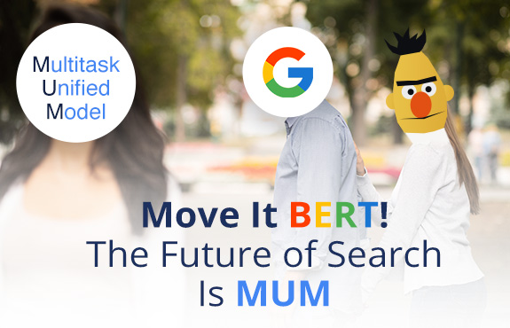 Man With Google Logo Head Holding Jealous Sesame Street BERT's Hand Staring At Woman Named MUM