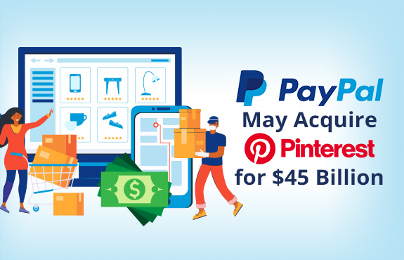 Caricature of An Ecommerce Store With Dollar Bills Representing PayPal's Acquisition of Pinterest