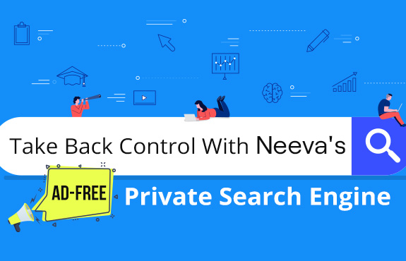 Search Bar Illustration With Text Describing Neeva's Private Ad-Free Search Engine Giving User's Control Over Search